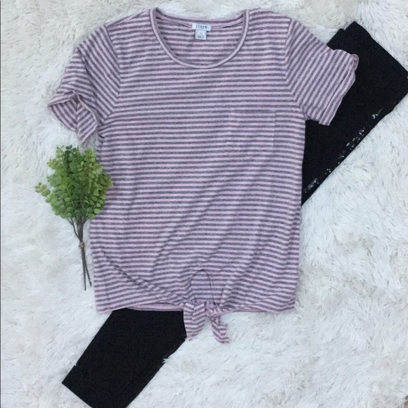 J. Crew Factory Tops - J. Crew Factory Tie Waist Tee 💗 Pink & Gray